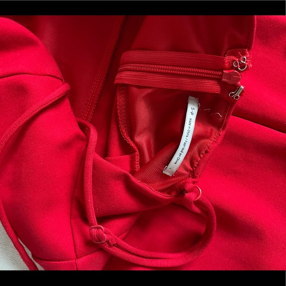 Red stretchy mini tie party dress - Picture 3 of 3
